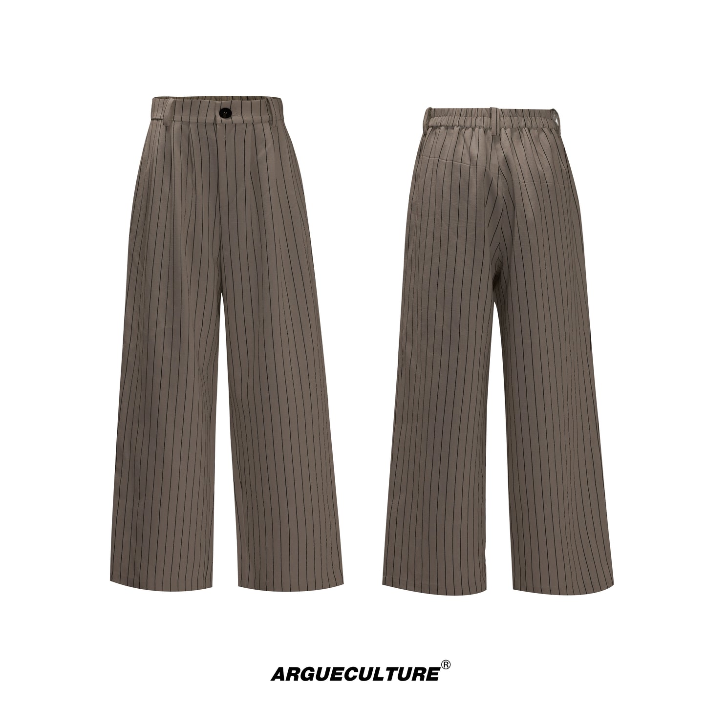 Stripe Multi-Panel Shoulder-Pad Belted Jacket & Trousers Setup WN21729