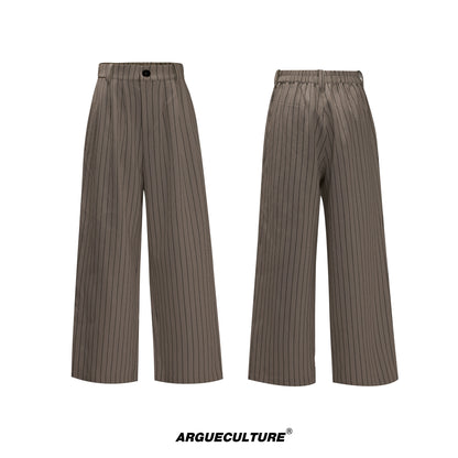 Stripe Multi-Panel Shoulder-Pad Belted Jacket & Trousers Setup WN21729