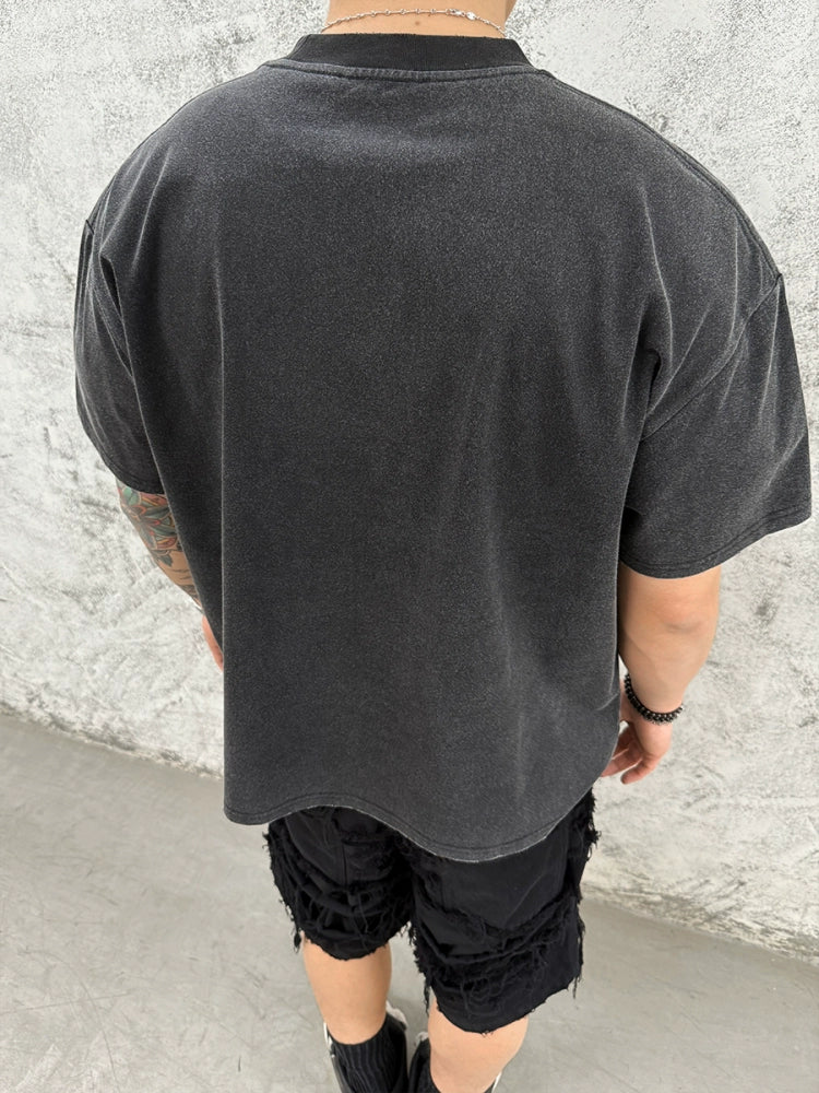 Graphic Letter Print Washed Short Sleeve T-Shirt WN17661