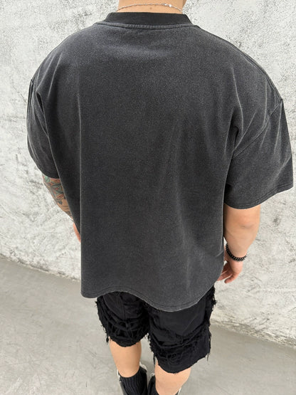 Graphic Letter Print Washed Short Sleeve T-Shirt WN17661