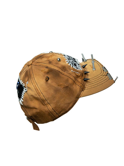 Half-Brim Tie-Dye Rivet Embroidery Curved-Brim Cap WN21140