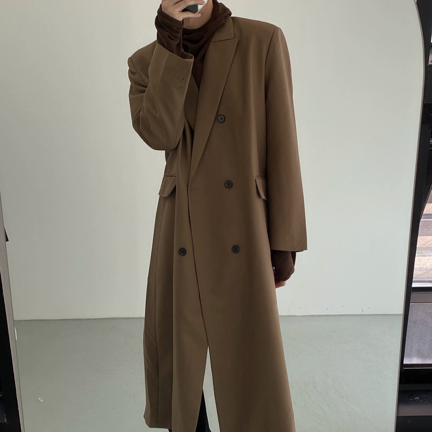 Shoulder-Pad Long Tailored Coat WN21467