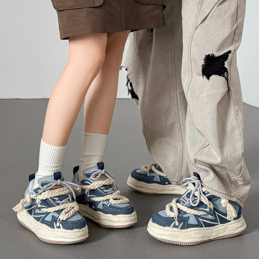 Rope Lace Panel Chunky Sole Sneakers WN24512