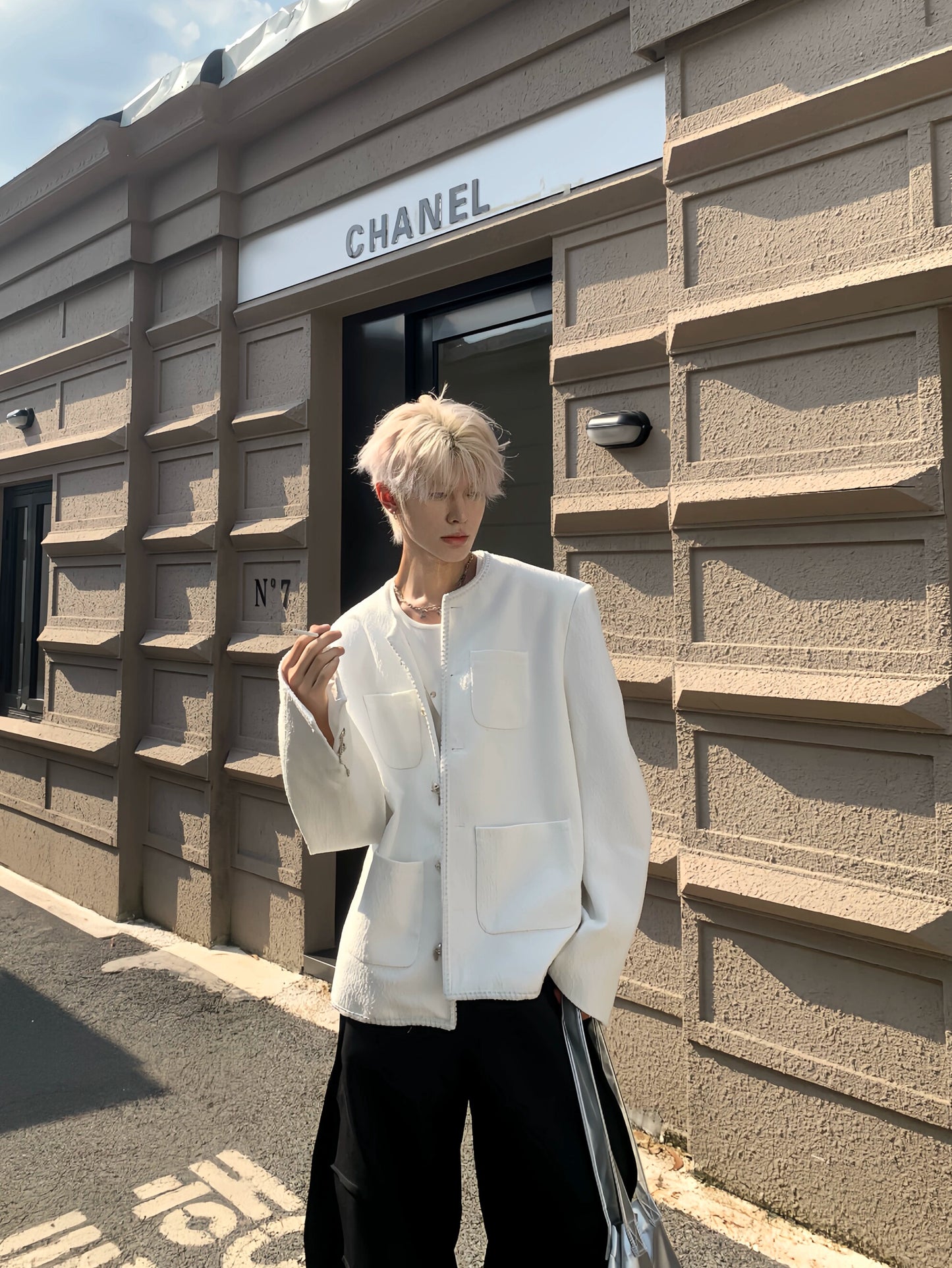 Frayed Edge Woven Oversize Short Jacket WN19901