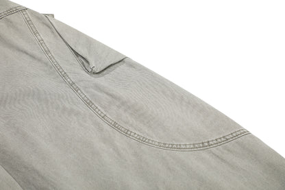 Multi-Pocket Deconstruction Curved Wide Leg Denim Jeans WN25858