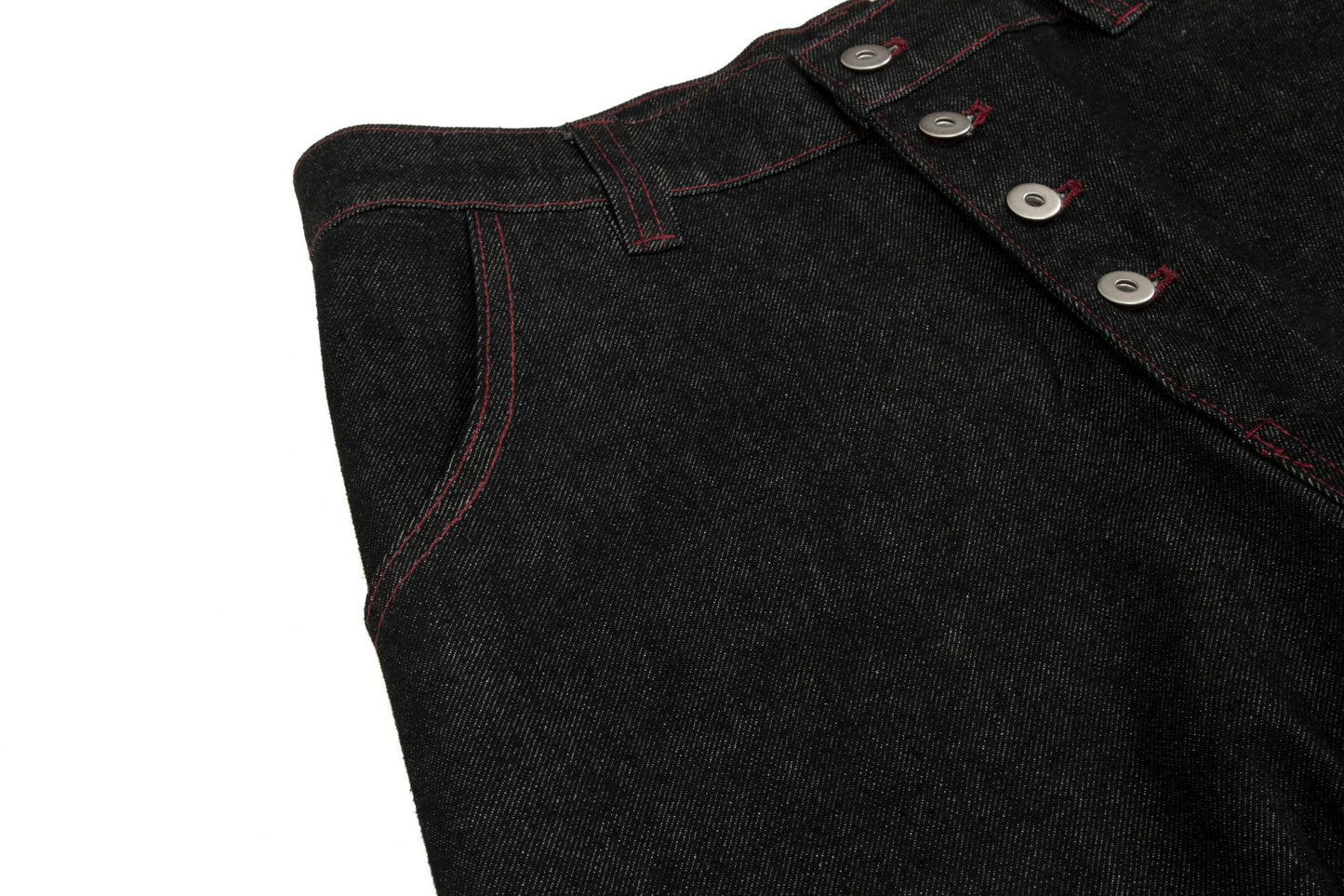 Contrast Stitch Panel Curved Wide Leg Denim Jeans WN25910