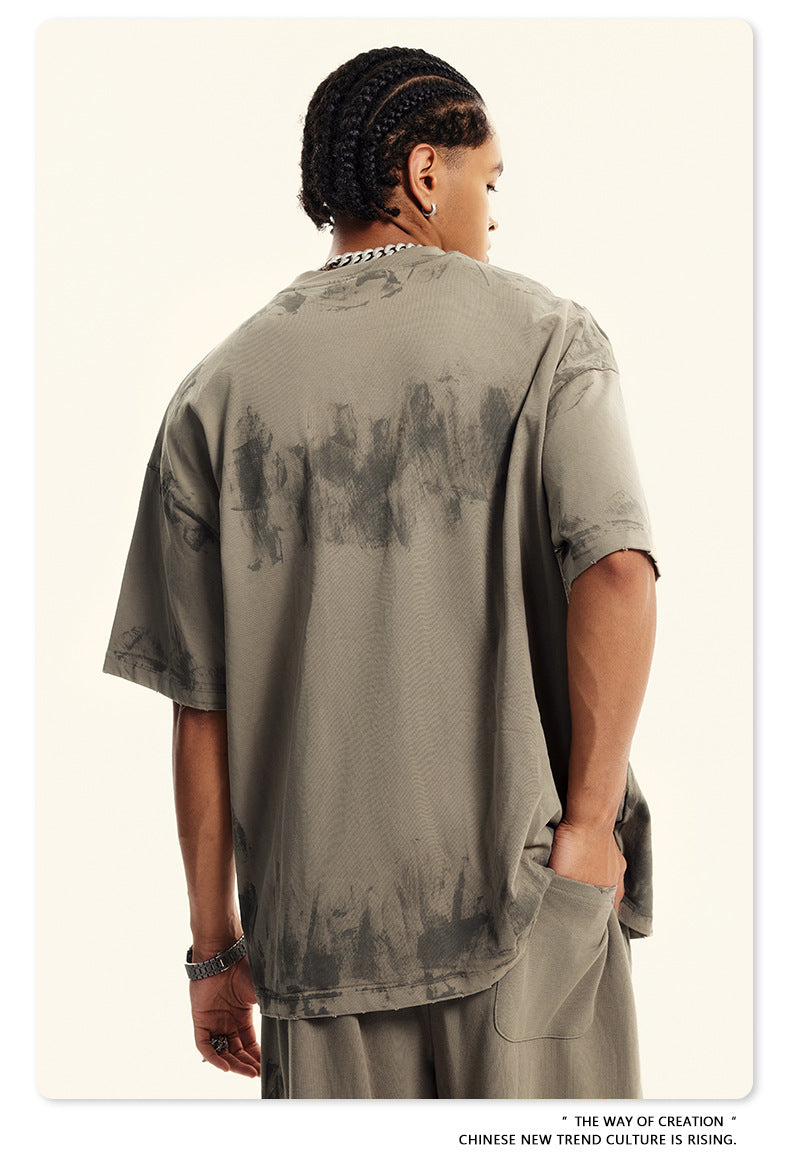 Washed Damage Oversize Heavyweight Short Sleeve T-Shirt WN6072