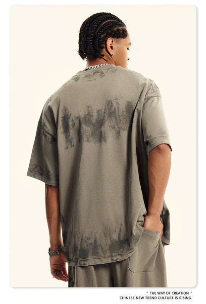 Washed Damage Oversize Heavyweight Short Sleeve T-Shirt WN6072