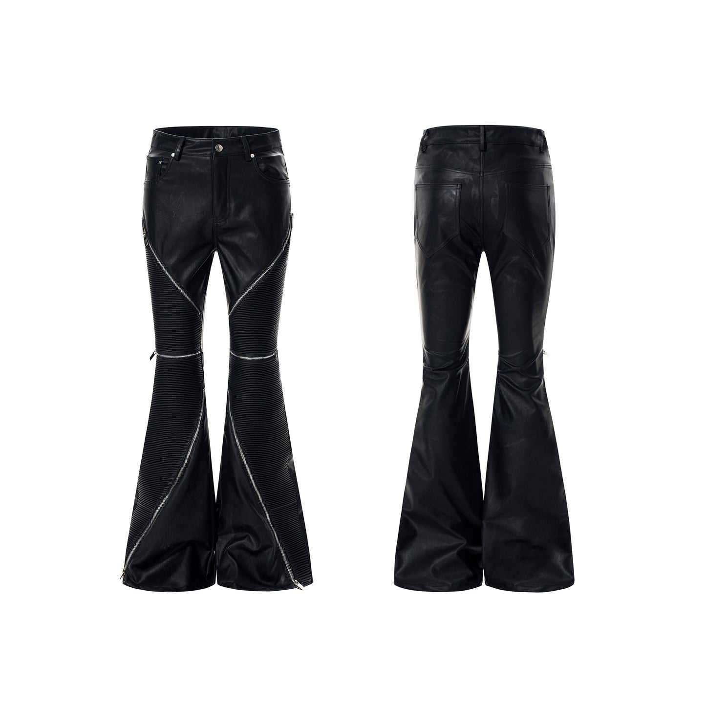 Apocalypse Knight Exoskeleton Stand Neck Leather Jacket & Flare pants Setup WN23281