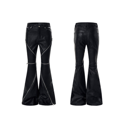 Apocalypse Knight Exoskeleton Stand Neck Leather Jacket & Flare pants Setup WN23281