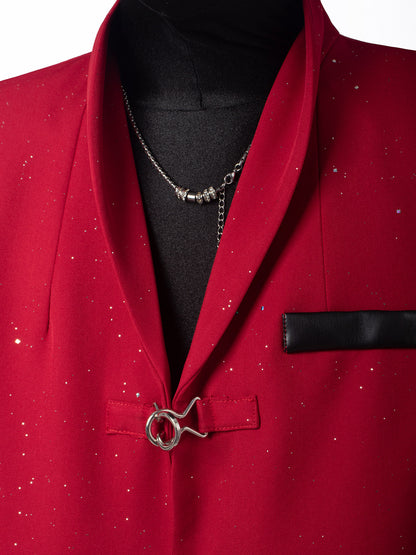 Studs Decor Buckle Short Jacket & Studs Decor Flare Trousers Setup WN23667
