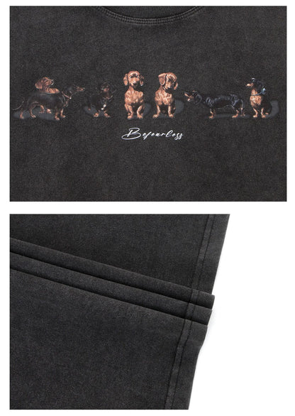 Washed Dog Print Oversize Sleeveless T-Shirt WN26413