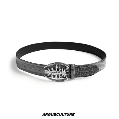 Metal Buckle PU Leather Crocodile Pattern Belt WN22629