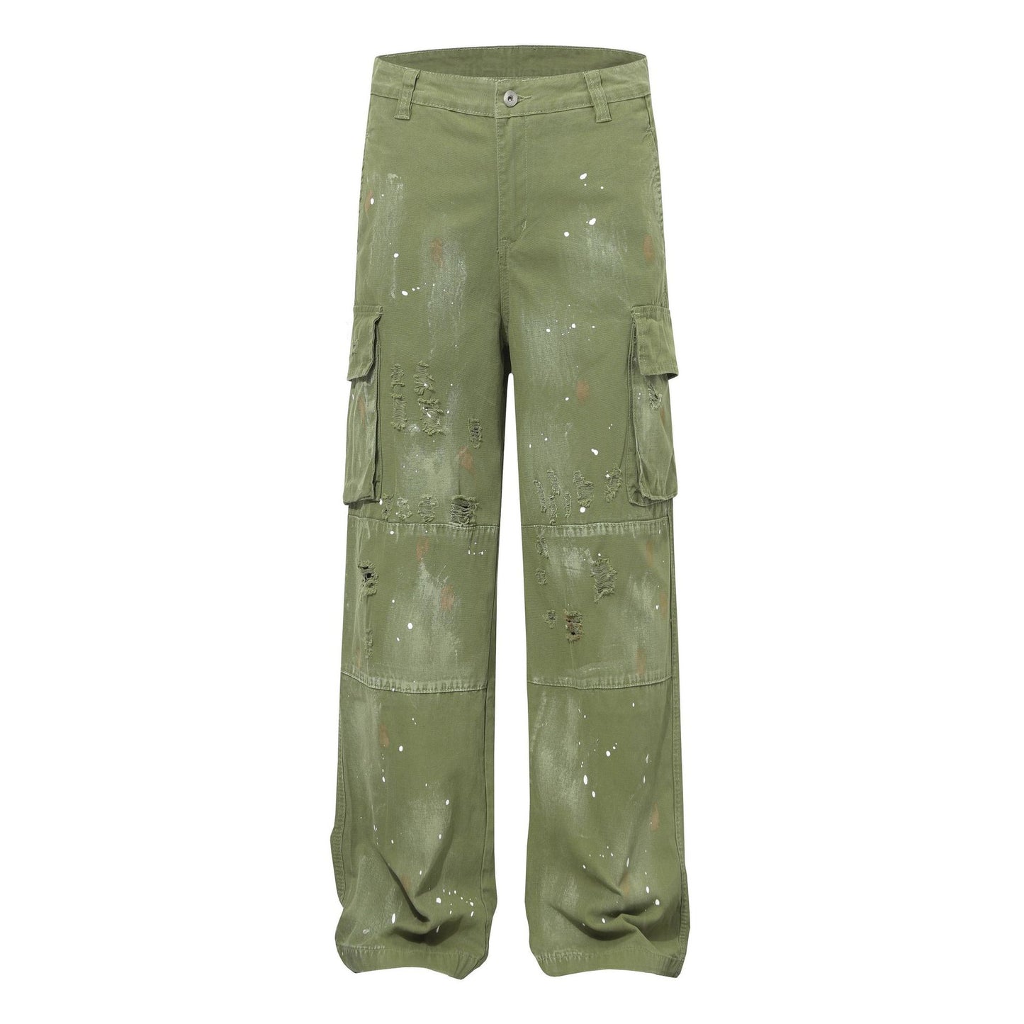 Damage Paint Splatter Multi Pocket Cargo Pants WN26031