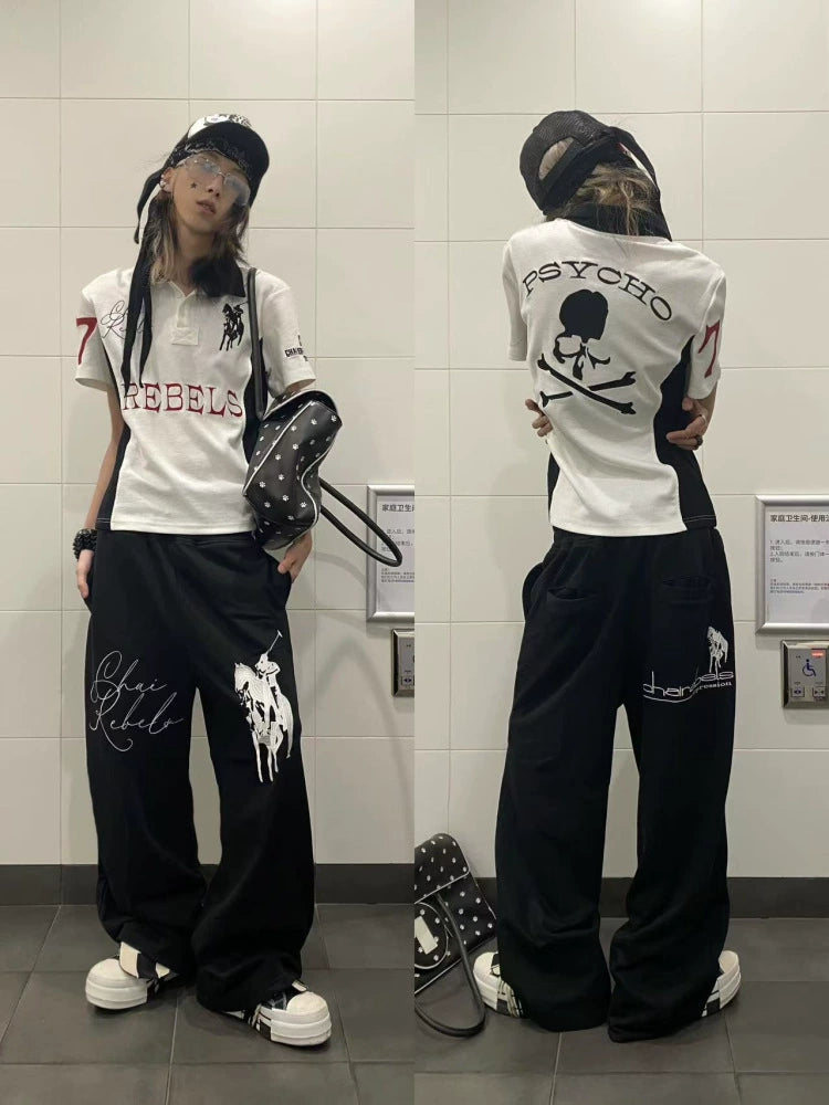 Embroidery Patchwork Polo Short Sleeve T-Shirt WN19101