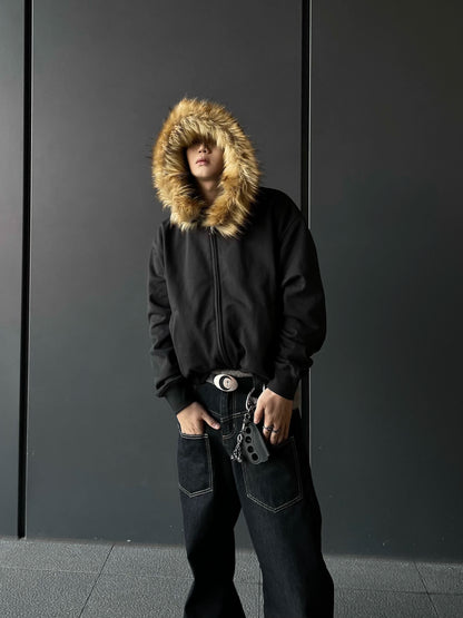 Detachable Fake Fur Zipper Hoodie WN10857