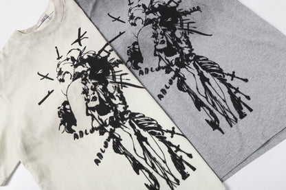 Washed Graphic Art Print Short Sleeve T-Shirt WN25761