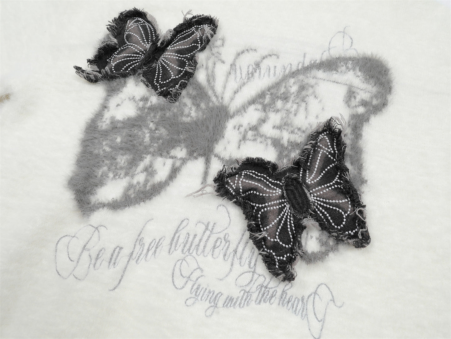 Butterfly Patchwork Embroidery Knit Sweater WN11539