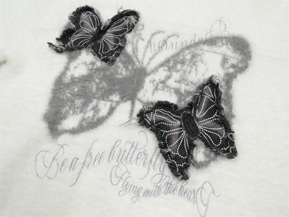 Butterfly Patchwork Embroidery Knit Sweater WN11539