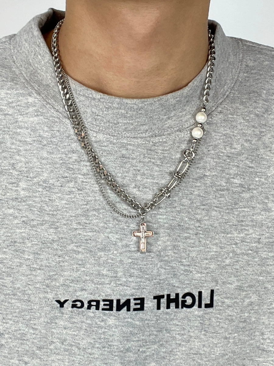 Cross Pendant Titanium Steel Necklace WN19219