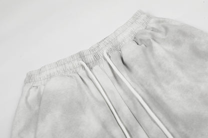 Washed Letter Print Drawstring Wide Leg Pants WN25389