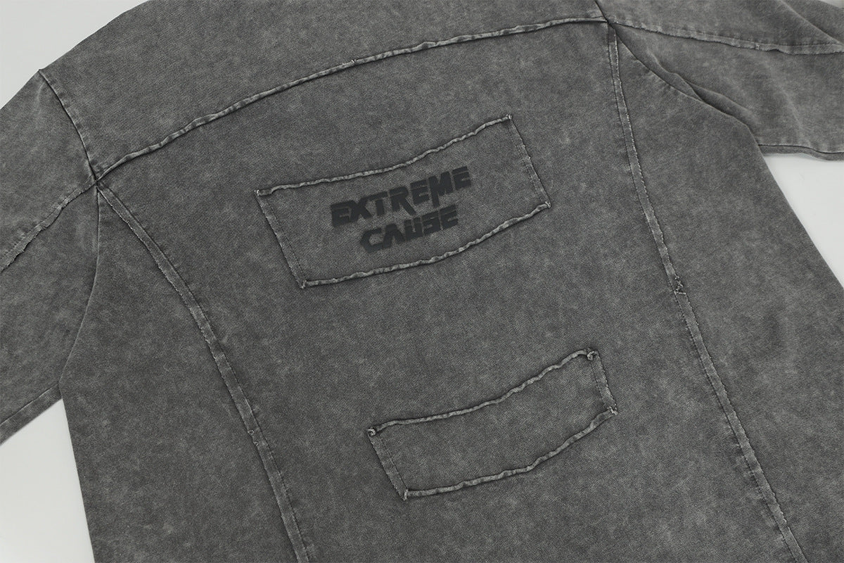 Washed Frayed Pullover Sweatshirt WN23029