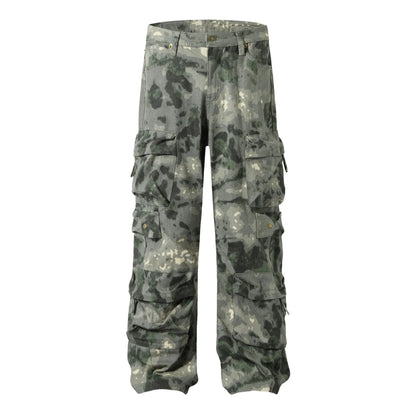 Camouflage Multi-Pocket Wide-Leg Cargo Pants WN11278