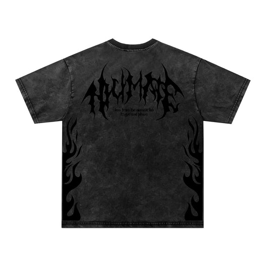 Washed Flame Print Oversize Short Sleeve T-Shirt WN26907