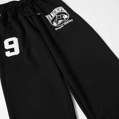 Number Graphic Wide Leg Sweatpants WN28123