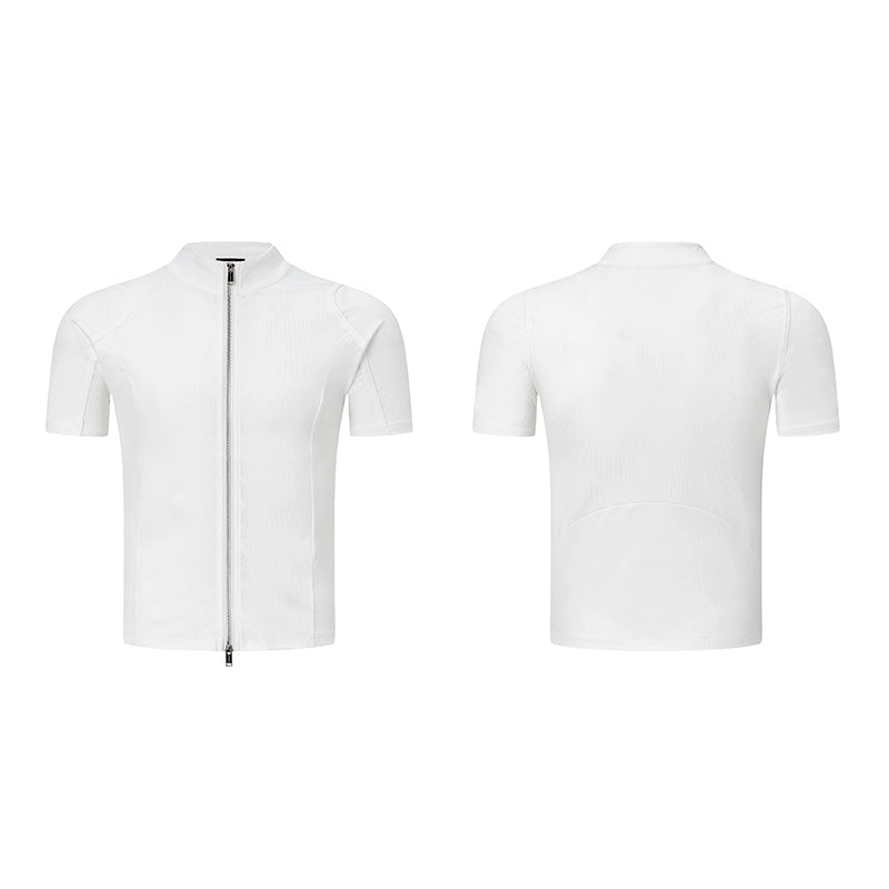 Plain Zip-Up Short Sleeve Shirt WN20341