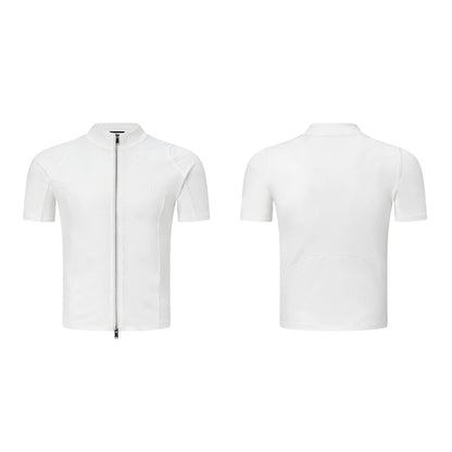 Plain Zip-Up Short Sleeve Shirt WN20341