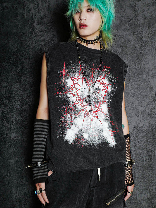 Graffiti Print Sleeveless T-Shirt WN16017