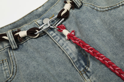 Belt Curved Wide Leg Denim Jeans WN25756