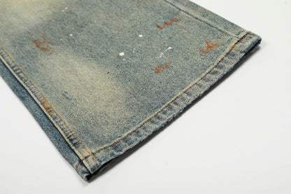 Dirty Washed Damage Flare Denim Jeans WN26103