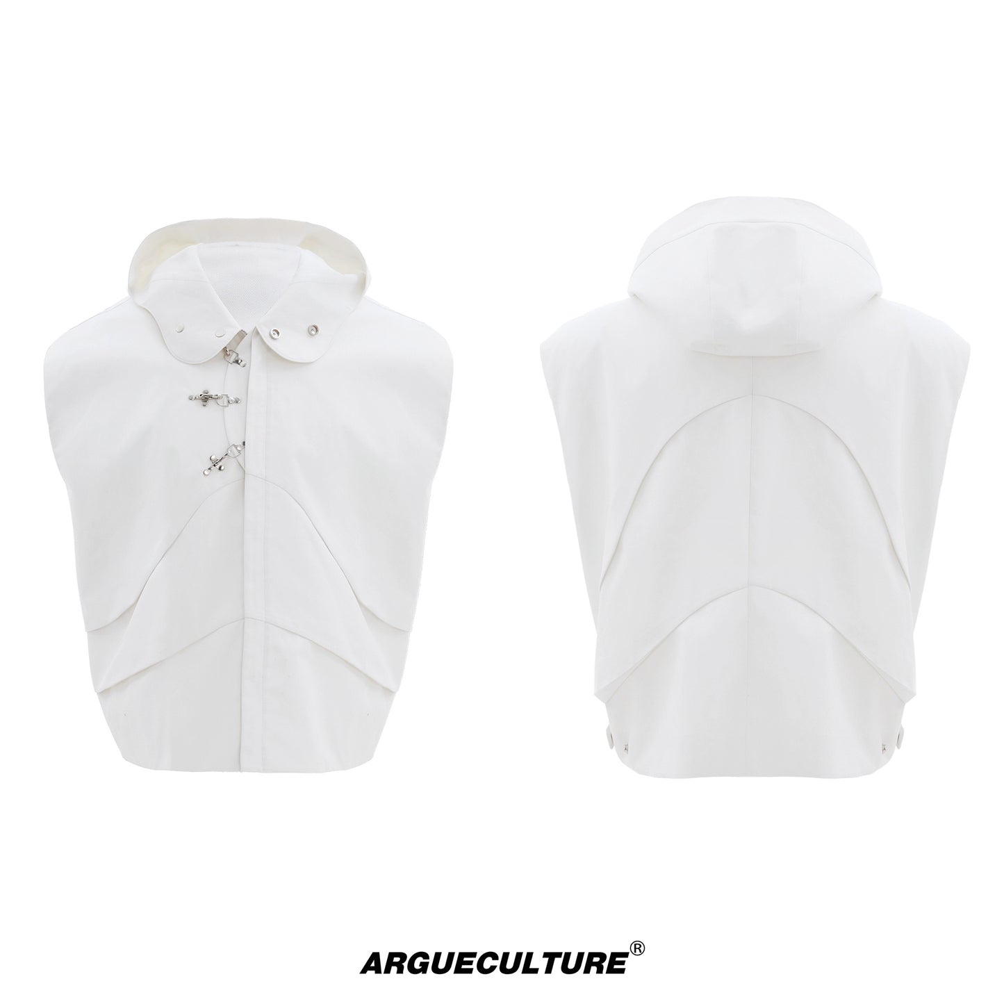 Metal Buckle Hooded Sleeveless Vest & Pants Setup WN18397