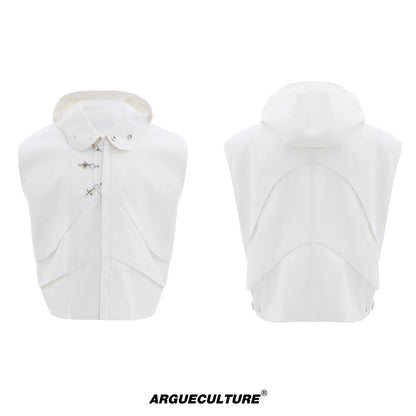 Metal Buckle Hooded Sleeveless Vest & Pants Setup WN18397