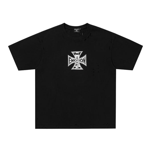 Damage Cross Graphic Short Sleeve T-Shirt WN28008