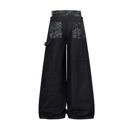 Heavy Wash Workwear Wide Leg Denim Jeans WN25653