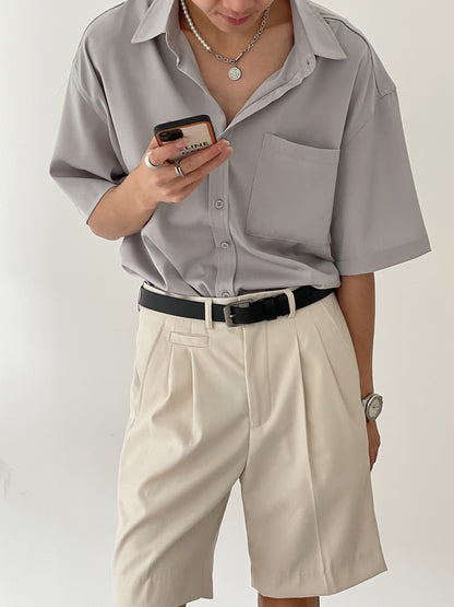 Oversize Satin Short Sleeve Shirt WN7431