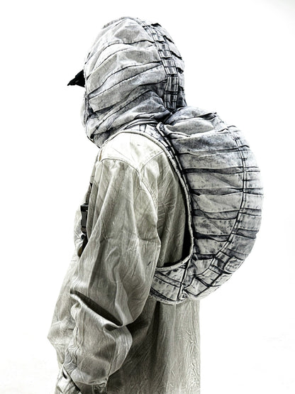Tie-Dye Pleats Deconstructed Hooded Vest Design Backpack WN22010