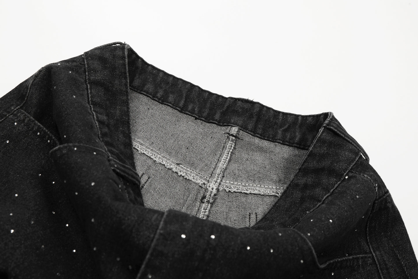 Rhinestone Cropped Denim Half Jeans WN25568