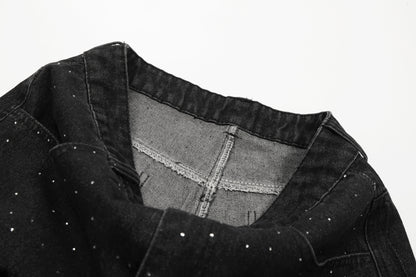 Rhinestone Cropped Denim Half Jeans WN25568