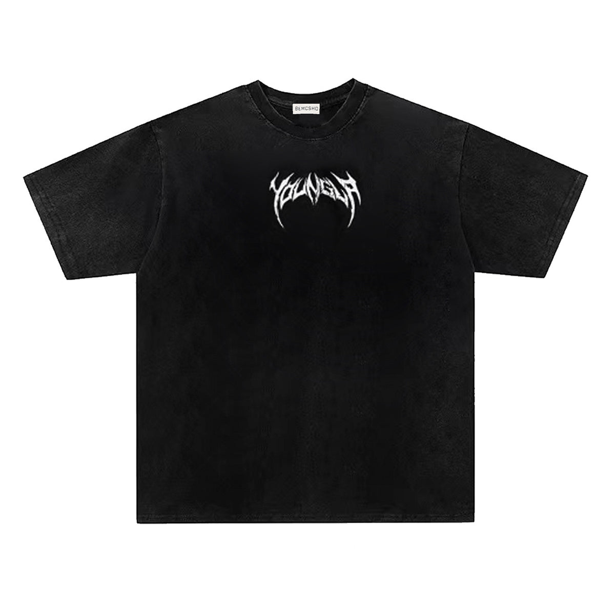 Washed Thorn Letter Print Short Sleeve T-Shirt WN26870