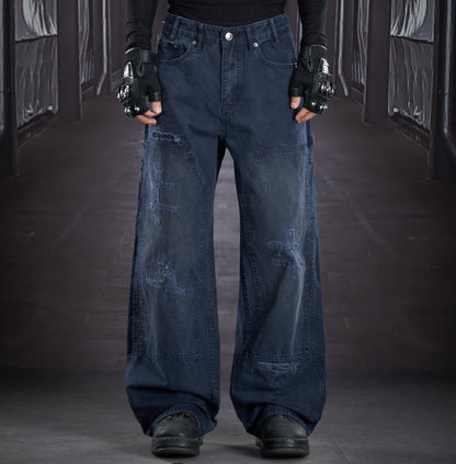 Heavy Wash Damage Ripped Cargo Pants WN22914