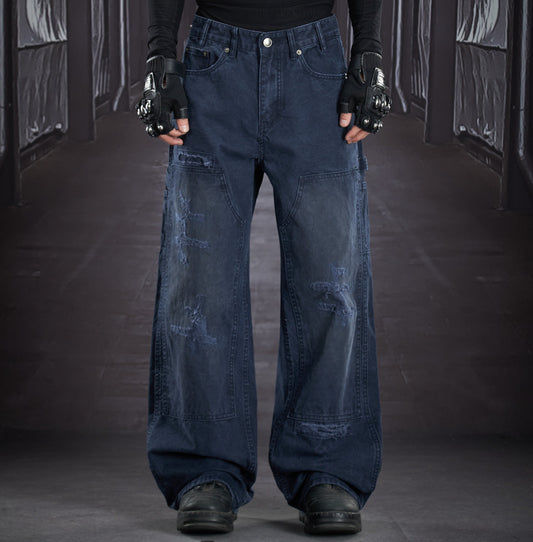 Heavy Wash Damage Ripped Cargo Pants WN22914