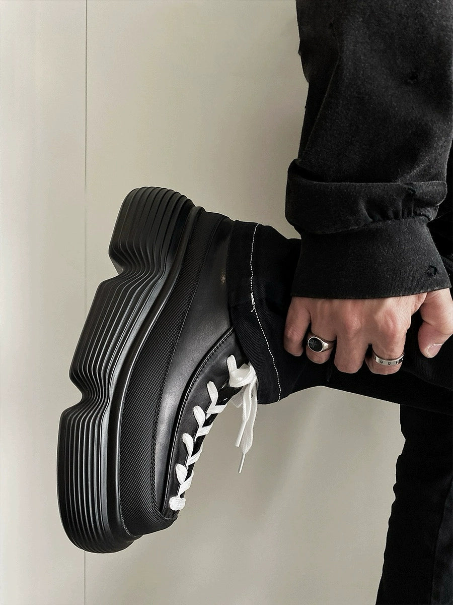 Square Toe Chunky Sole Leather Derby Shoes WN20773