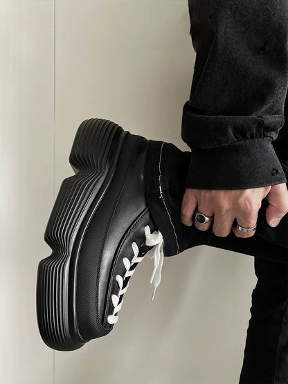 Square Toe Chunky Sole Leather Derby Shoes WN20773