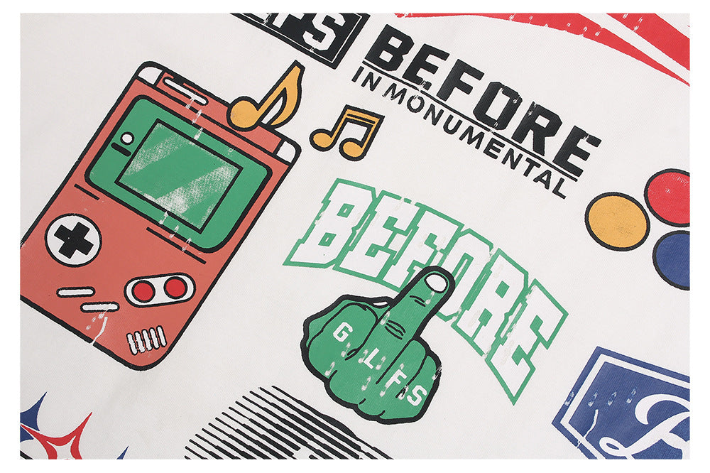 Sticker Graffiti Letter Short Sleeve T-Shirt WN26603