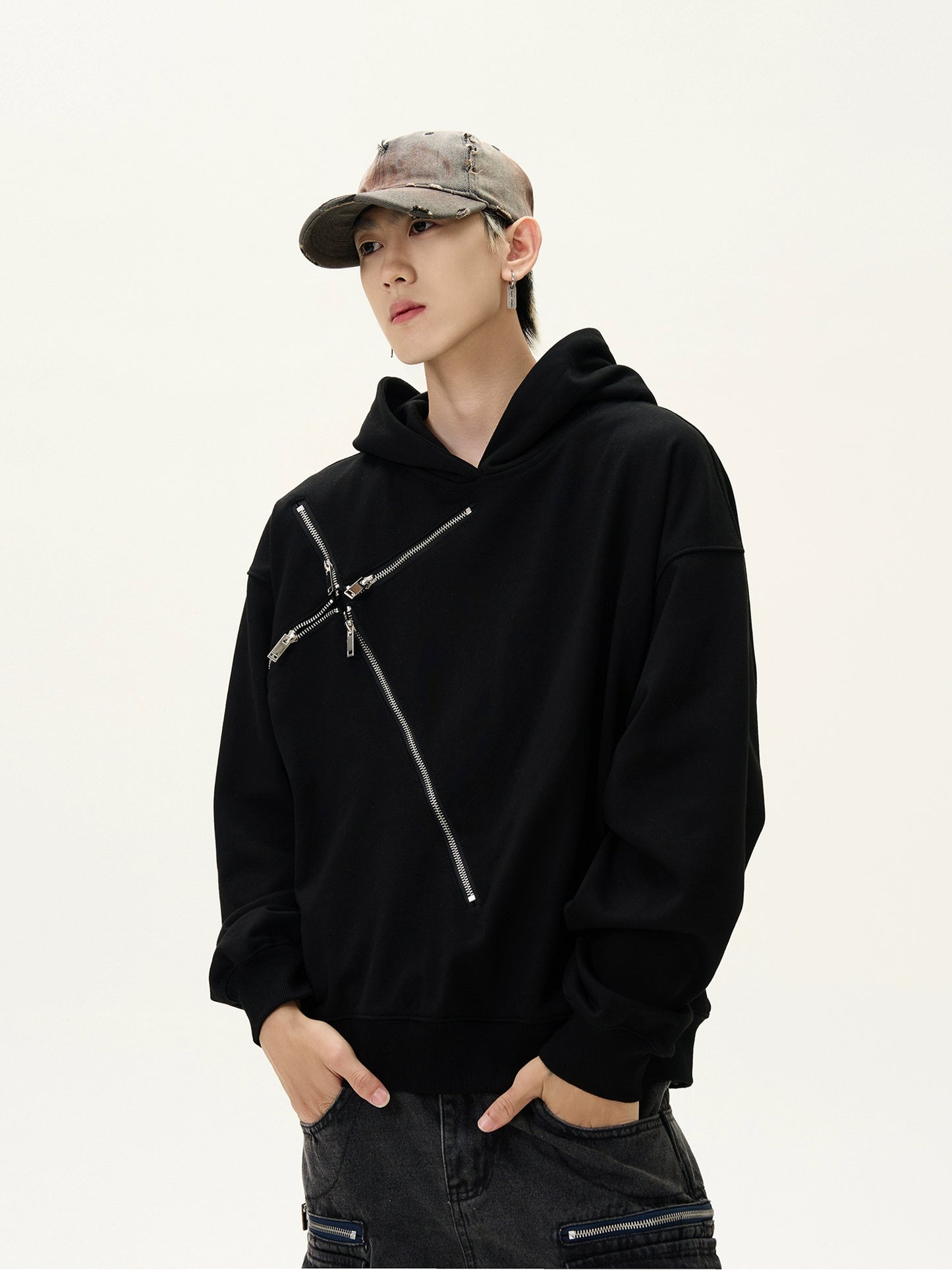 Cross Metal Zipper Cleanfit Hoodie WN8421