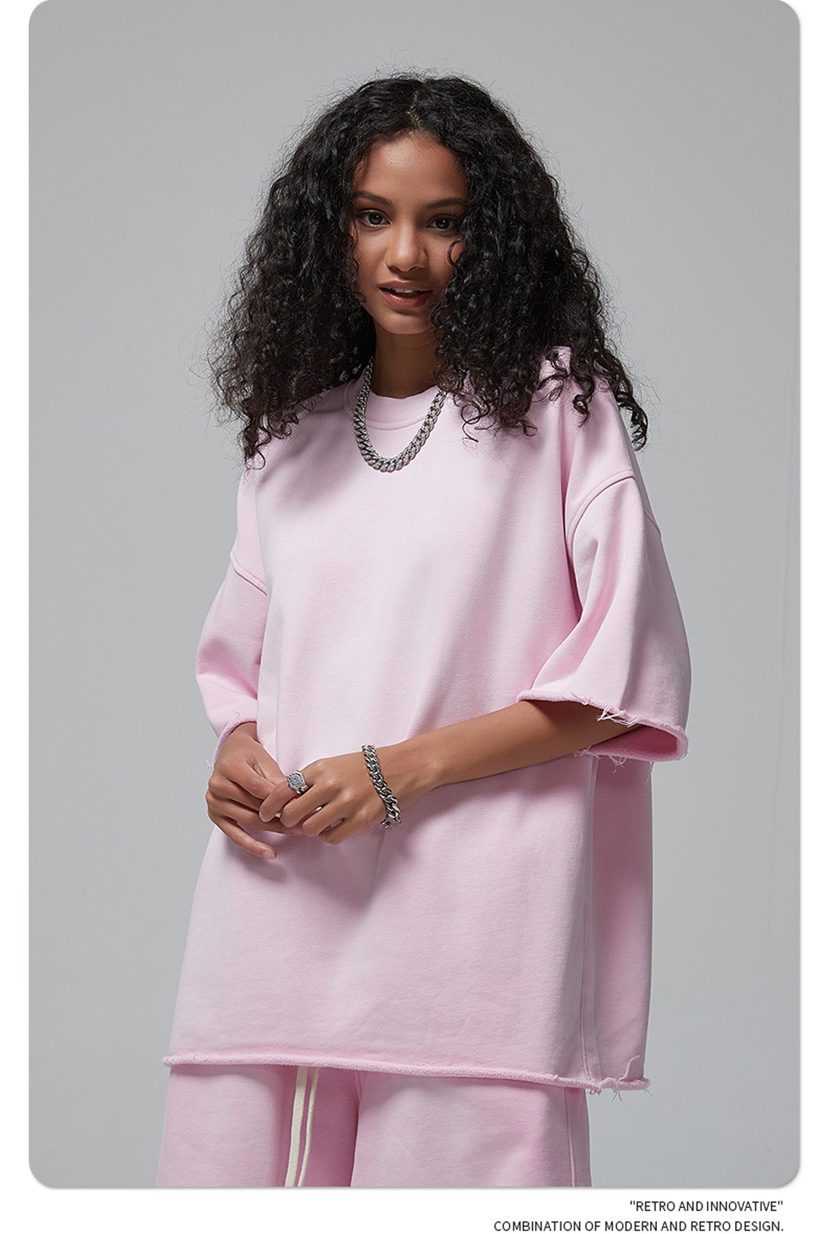 Oversize Spray-dyed Short-sleeve T-shirt & Spray-dyed Short Sweatpants Setup WN6639